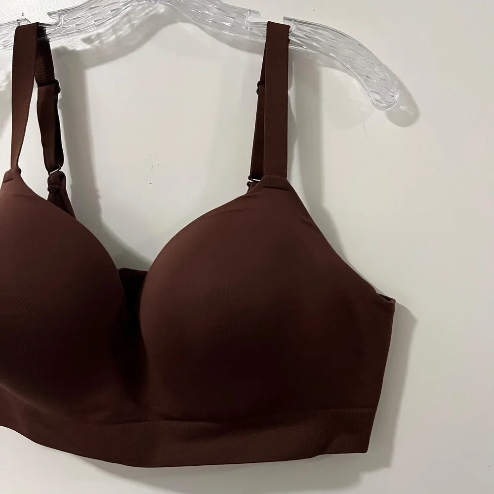 TrueKind Comfort Full Coverage Seamless Bra Brown 3XL Adjustable Straps